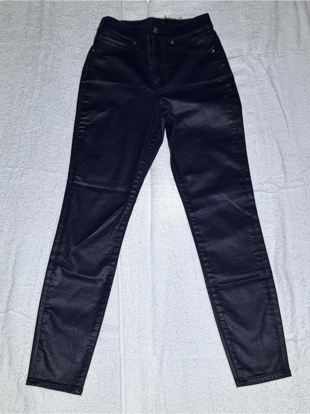 Express Women’s 0R Skinny High Rise Navy Blue Metallic Coated Jeans NWT